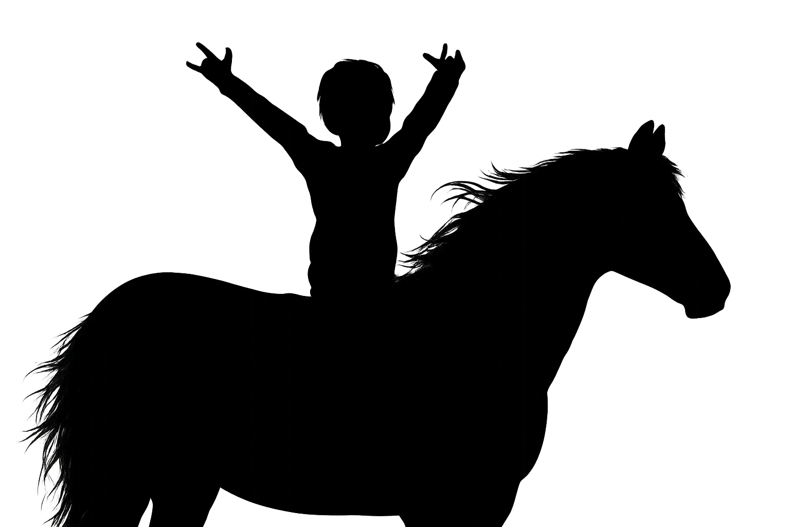 Child riding a horse silhouette